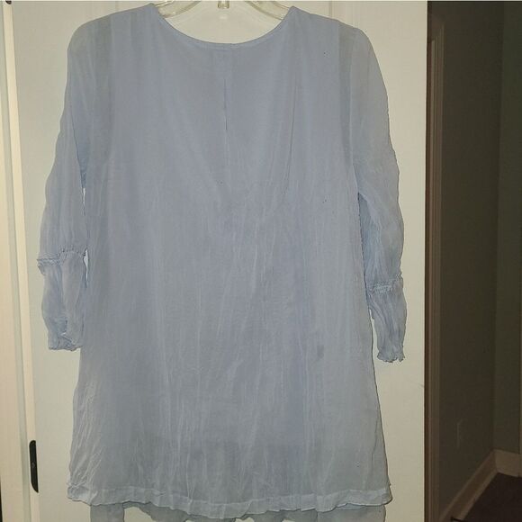 Soft Surroundings Sky Blue Crinkle Blouse - Picture 9 of 9